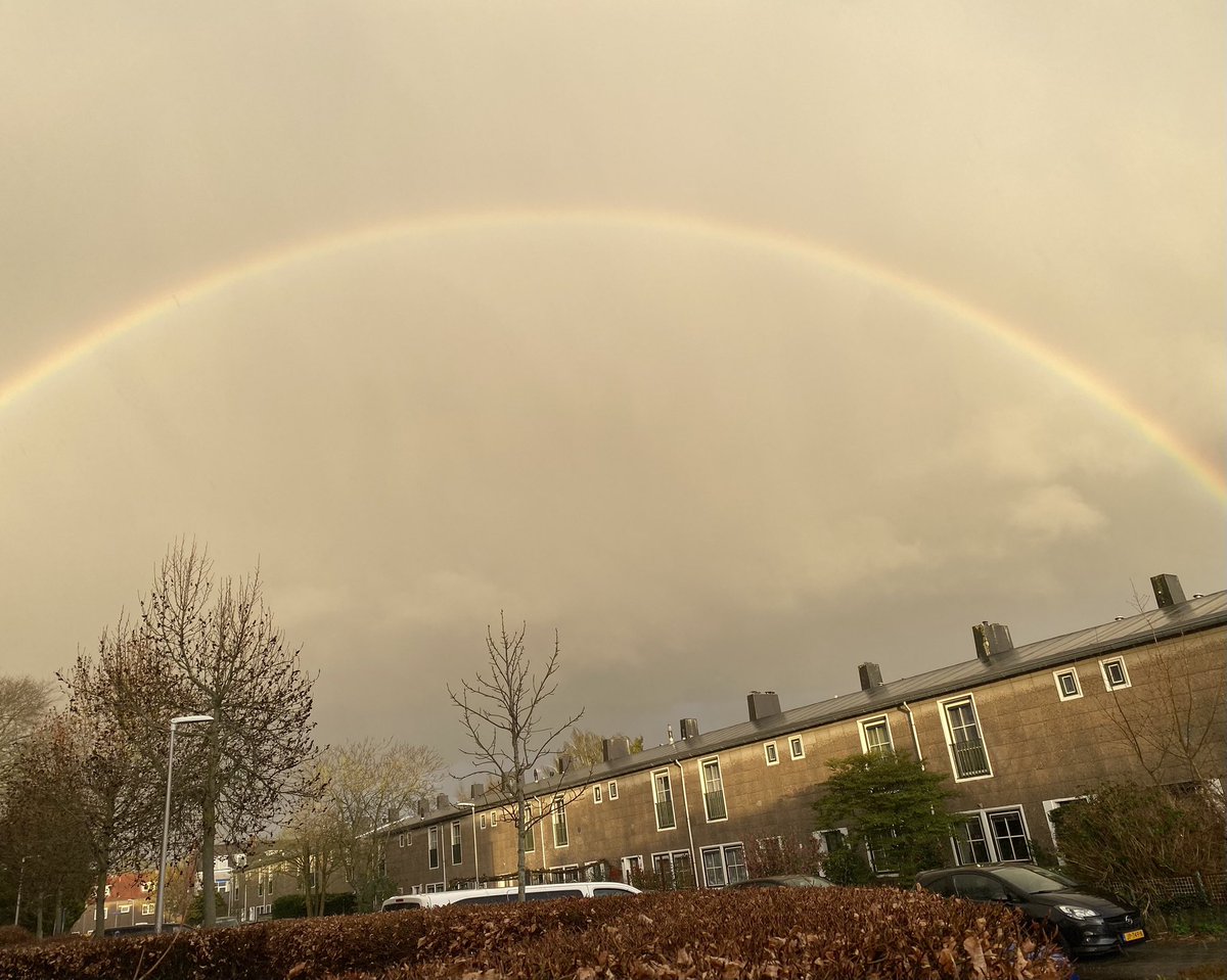 MayMayMeijer's tweet photo. On ressurection day, the first day of Easter, I saw this beautiful rainbow. The symbol of the bridge between God and everything that lives. May we cherish each life. May all wars end. May we take care for each other and nature. May we see soon: A World in Which All Children Play. https://t.co/WgjJFCL1VJ