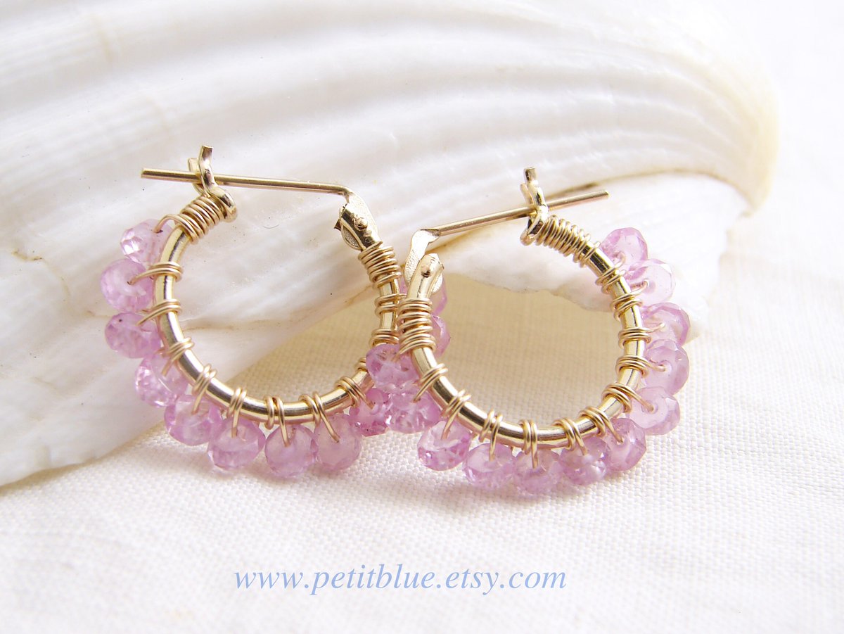 JewelryByMikako's tweet image. September Birthday ~ Pink Sapphire Hoop Earrings ~ Gift for Her ~ Valentine's Gift ~ 14K GF Earrings ~ Small Hoop Earrings tuppu.net/266dc727  #GemStoneEarrings