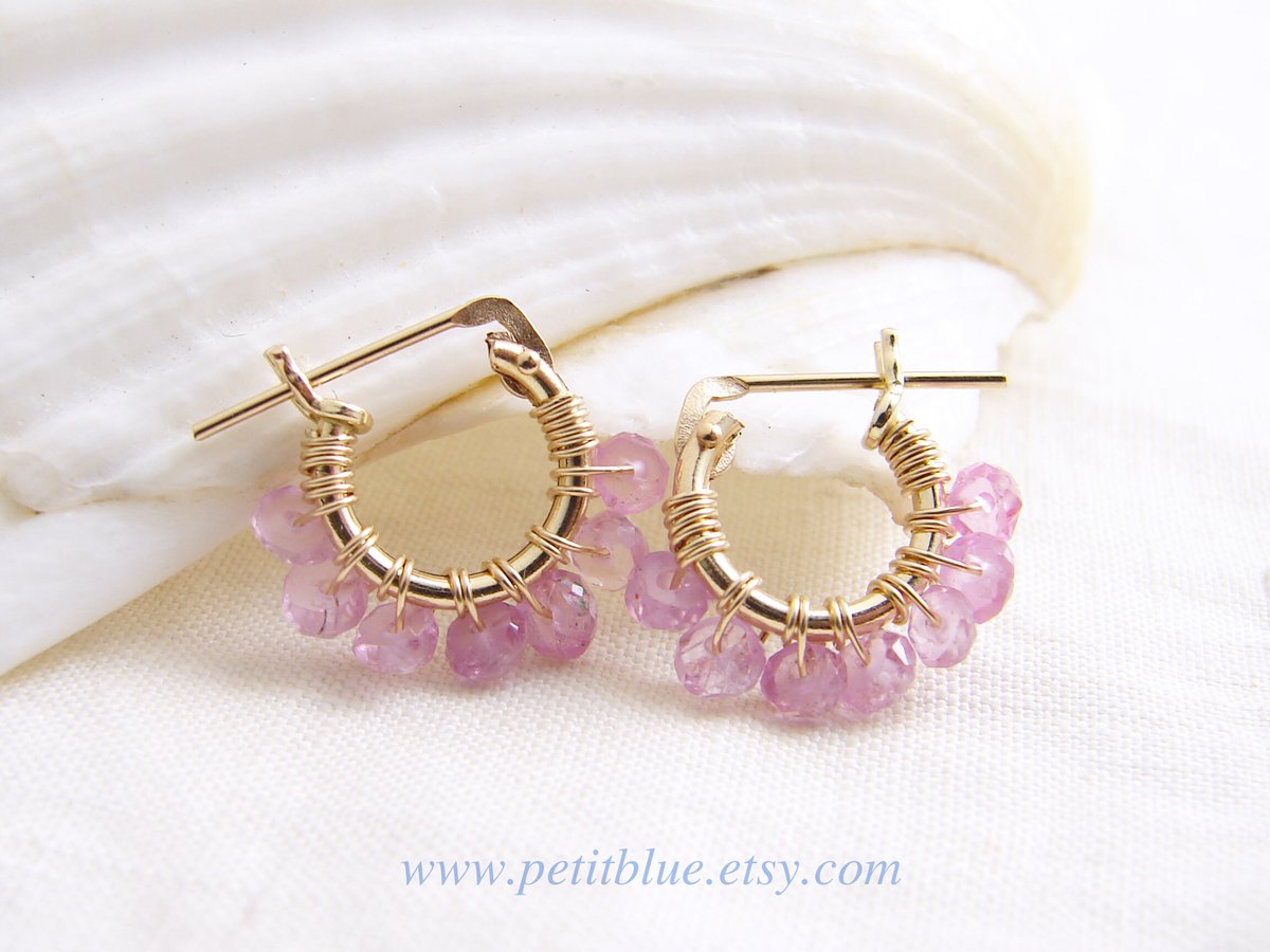 JewelryByMikako's tweet image. September Birthday ~ Pink Sapphire Hoop Earrings ~ Gift for Her ~ Valentine's Gift ~ 14K GF Earrings ~ Small Hoop Earrings tuppu.net/266dc727  #GemStoneEarrings