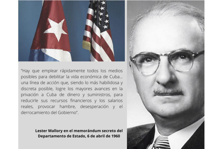 El genocida Memorando de Mallory, el 6 de abril de 1960, fundamentó la asfixia del pueblo de #Cuba, "con el objetivo de provocar hambre, desesperación y el derrocamiento del gobierno". De él dijo Raúl: "Yo nunca he leído nada más cínico que estas palabras". #95DeRaúl