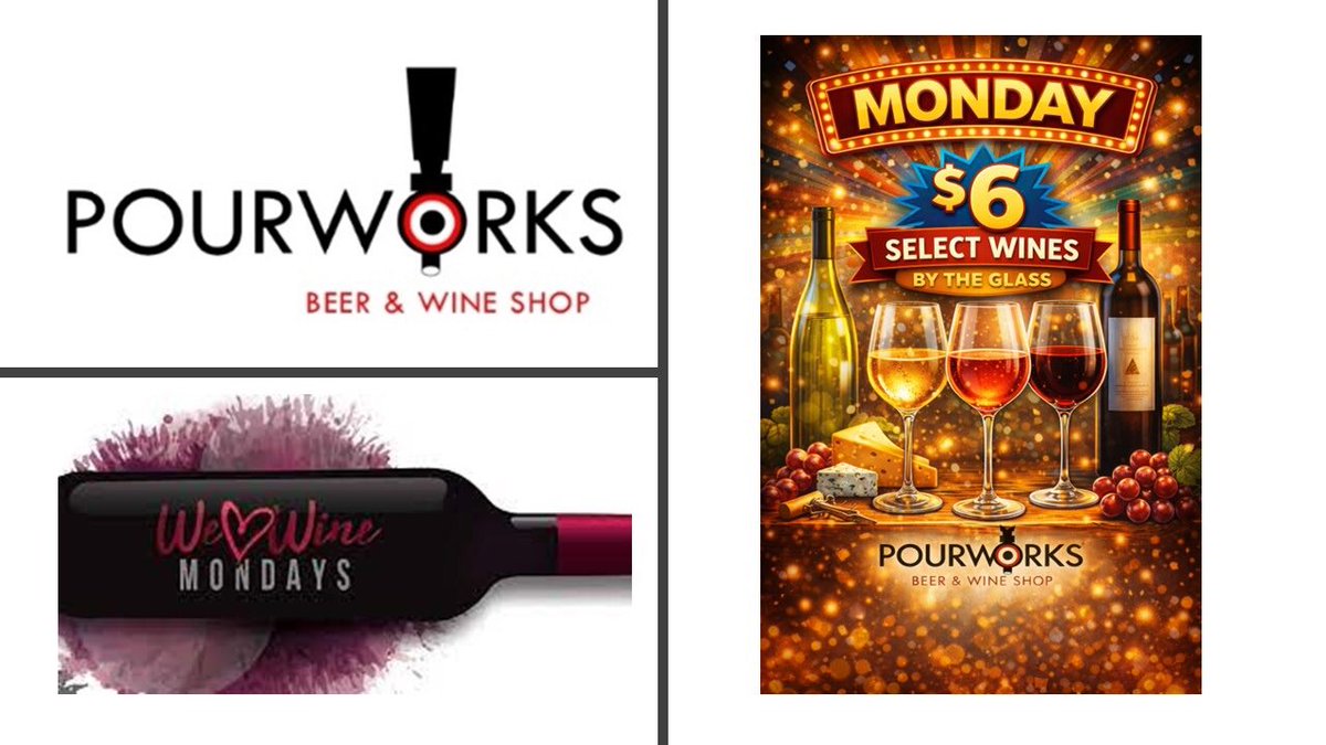 TOsetek's tweet photo. It’s another Monday! Wash away your blues at Pourworks with $6 wine!  Good day for some wine or your favorite cocktail! $6 Select Wine every Monday at Pourworks! Stop by and say hi, tell us about your weekend and enjoy $6 wine or your favorite Craft Beer or Cocktail! #pourworks https://t.co/hxgPhRga3M