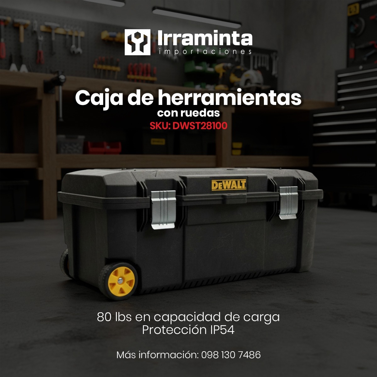 La caja de herramientas Dewalt con ruedas es pura resistencia: soporta hasta 80 lbs y cuenta con protección IP54 contra agua y polvo. 

Organización pro y movilidad total en un solo equipo.

📲 Más info: 098 130 7486

#Irraminta #DeWalt #Herramientas #Construcción #Taller
