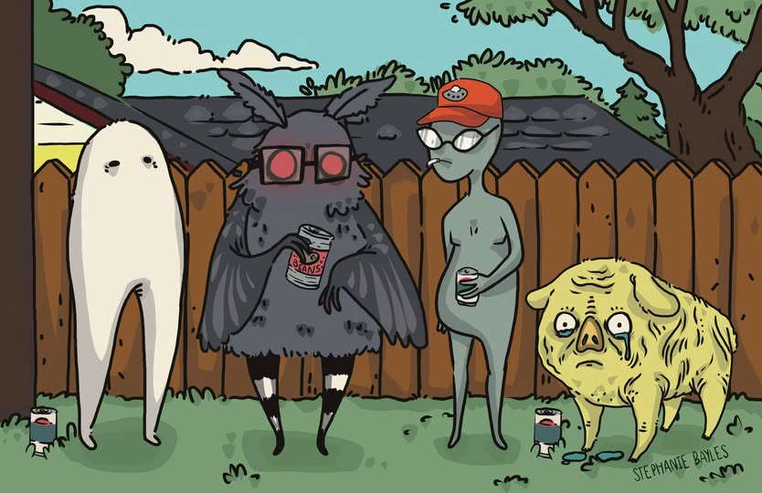 woofknight's tweet photo. Happy #MothmanMonday everyone!
Artwork credit: Stephanie Bayles Illustrator
#mothman #fresnonightcrawler #alien #squonk https://t.co/Pcji1Gc9Gp