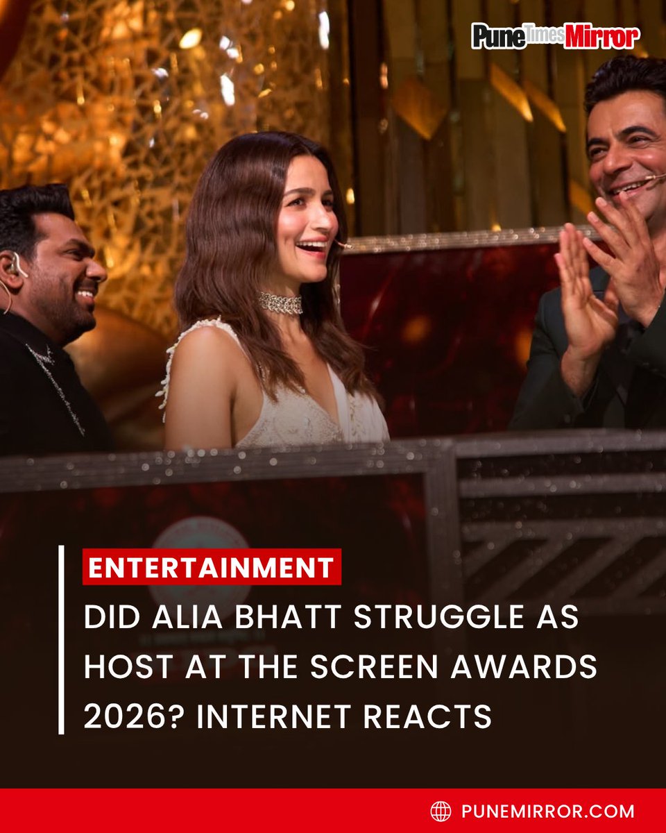 ThePuneMirror's tweet image. “Being a comedian is difficult bro, she is trying so hard.” — Social media user

“She is not looking confident.” — Social media user

Alia Bhatt hosted the Screen Awards 2026 in Mumbai along with comedian Zakir Khan and actor Sunil Grover, but many viewers on social media were