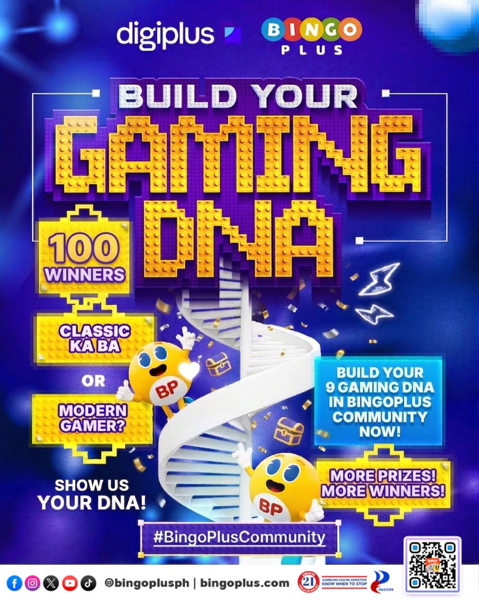 Bingoplusph's tweet photo. BUILD & SHARE YOUR GAMING DNA π§¬
Gusto mo bang maging isa sa 100 WINNERS? Madali lang sumali sa BingoPlus Community πβ¨
PAANO MANALO?
1. Build your Gaming DNA dito: https://t.co/4MtXOVF1oN
2. I-post ang result sa iyong social media!
3. Gamitin ang #BingoPlusCommunity #MyGamingDNA!
I-flex na ang iyong 9 Gaming DNA at baka isa ka na sa maswerteng mananalo!
#BingoPlusCommunity #MyGamingDNA #BingoPlusPH