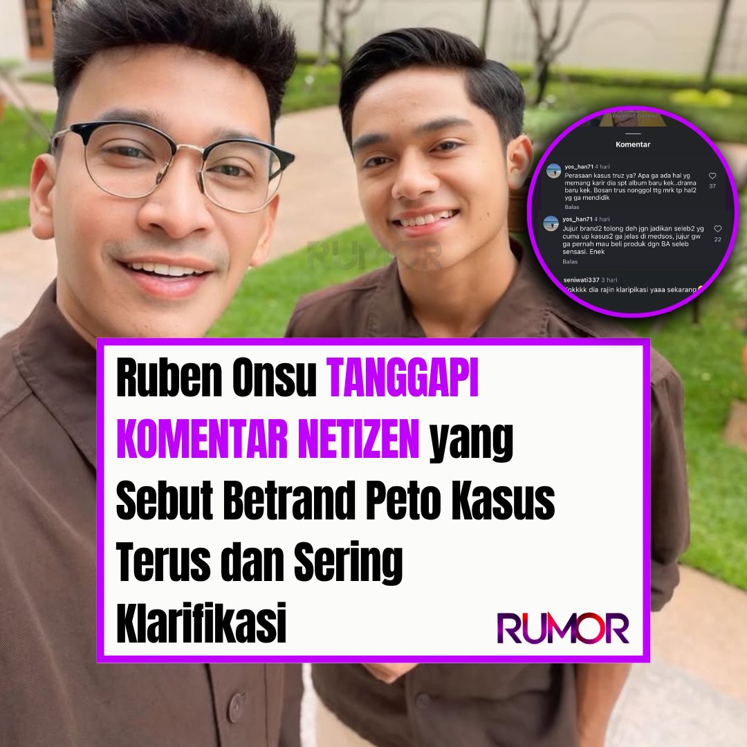 rumormediaid's tweet image. Ruben Onsu menanggapi komentar netizen yang menyebut Betrand Peto alami kasus terus menerus dan dianggap sering memberikan klarifikasi akhir-akhir ini. Dalam unggahannya ruben onsu menanggapi satu persatu komentar negatif untuk putranya betrand peto #betrandpeto #netizen