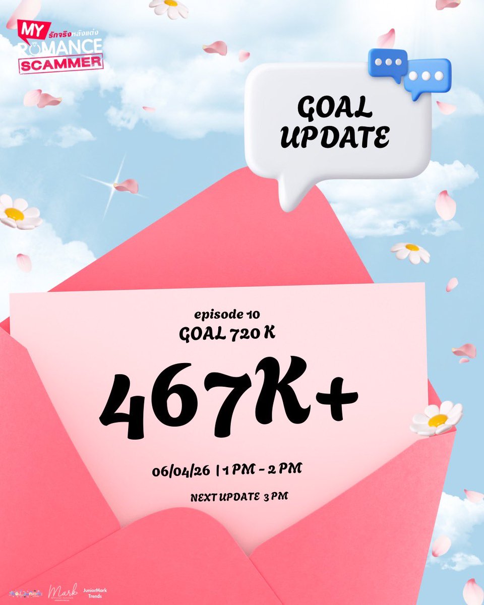 markjrtnfanclub's tweet photo. GOAL UPDATE #MyRomanceScammerEP10

🗓️ 06/04/26
⏰ 1 PM - 2 PM

Hashtag  ─── 467K posts

🇹🇭 No.1 Thailand 
🇵🇾 No.1 Paraguay 
🇧🇴 No.1 Bolivia 
🇰🇮 No.1 Kiribati 
🇲🇾 No.1 Malaysia 
🇺🇦 No.1 Ukraine 
🇩🇴 No.1 Dominican Republic 
🇹🇼 No.1 Taiwan 
🇱🇰 No.2 Sri Lanka 
🇲🇲 No.2 Myanmar 
🌎 No.3 worldwide 
🇮🇩 No.3 Indonesia 
🇪🇷 No.3 Eritrea 
🇲🇴 No.3 Macao 
🇸🇬 No.4 Singapore 
🇮🇸 No.4 Iceland 
🇨🇱 No.4 Chile 
🇻🇳 No.5 Vietnam 
🇵🇭 No.7 Philippines 
🇦🇷 No.8 Argentina 
🇲🇽 No.9 Mexico 
🇺🇸 No.42 United States 
🇧🇷 No.43 Brazil 
🇵🇷 No.49 Puerto Rico 
🇮🇳 No.50 India 

Next Update 3 PM