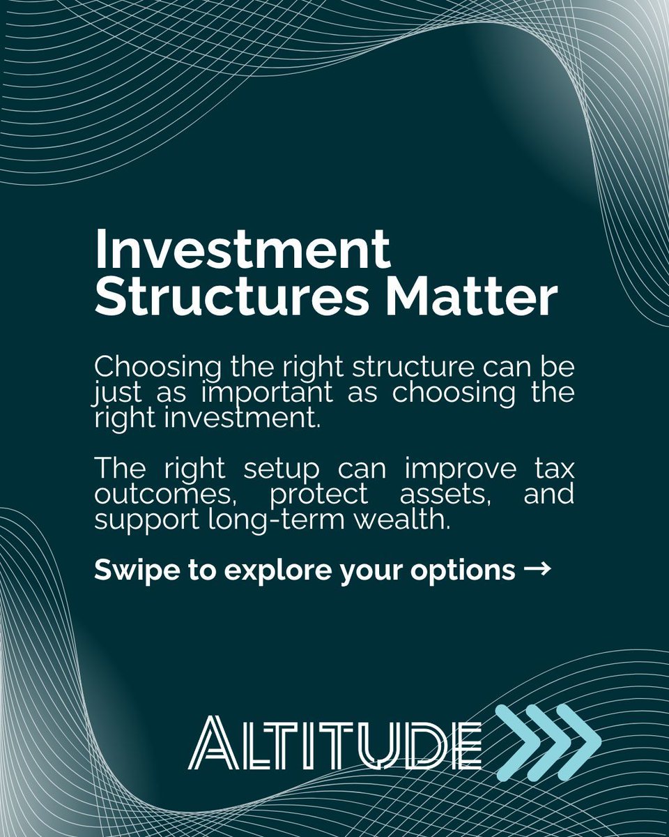 AltitudeAdviser's tweet photo. The structure you invest through matters just as much as what you invest in.
💡 Family trusts, companies and SMSFs each play a different role in protecting wealth and managing tax.
👉  Read the full article on our website. Link in bio. https://t.co/7XxFVDgdn4