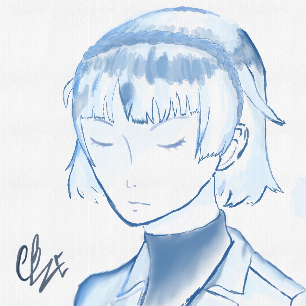 Zekria_art's tweet photo. I made Makoto Niijima into the blue girl from mad planets ! Took me about a week of drawing and a month of procrastination. It was also my first time useing digital watercolor so im pretty happy with how it turned out:) #madplanets #persona #persona5 #p5 #p5royal #P5R #art https://t.co/R1834y8iVO