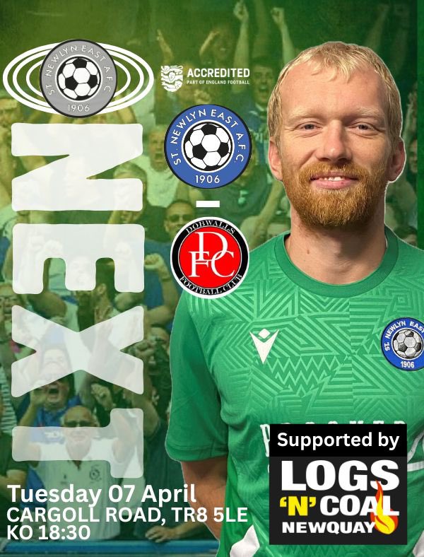 StNewlynEastFC's tweet photo. Just three days after our home win on Saturday we are back again at Cargoll Road on Tuesday evening when we host Dobwalls Res, supported by Newquay Logs N Coal. #comingbacktogether @swsportsnews @devoncornwallfc @Cornishfootball https://t.co/VPCErvwixz