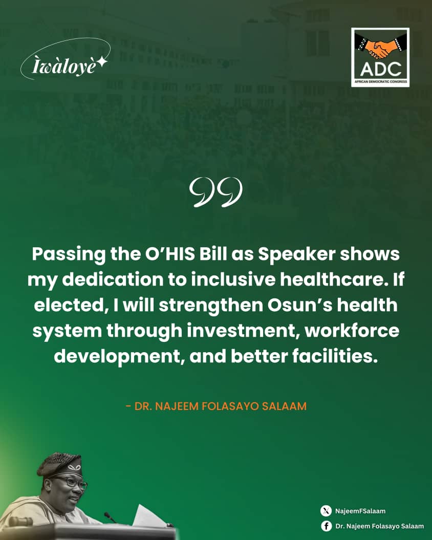 adamkuranga247's tweet photo. A healthier Osun means a stronger future. Together, we can build a system that works for everyone, from our communities to our hospitals.

#HealthyOsun #PeopleCentered #Iwaloye2026 #OsunDecides2026 #StrongerTogether https://t.co/abReCpBbtB