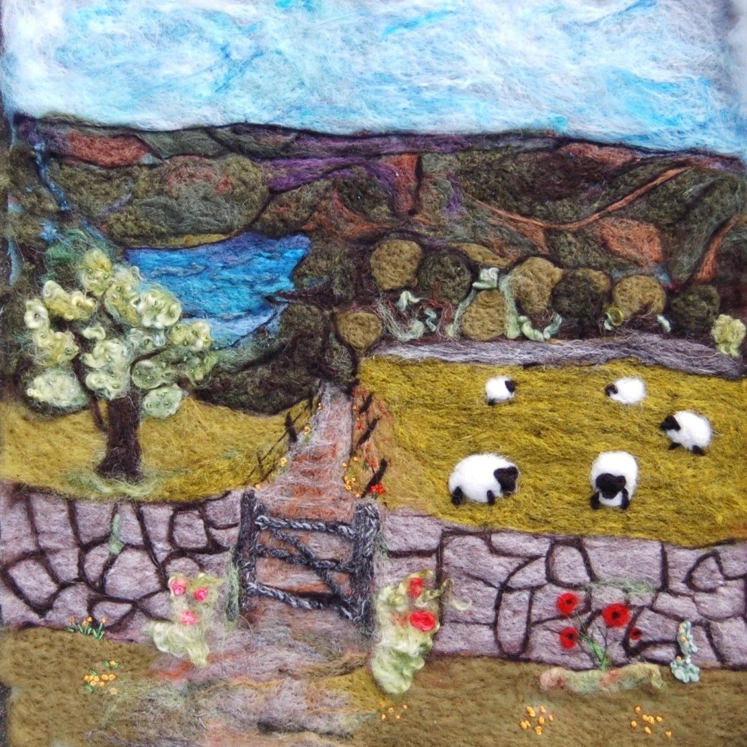 Yorkshireharec1's tweet image. Needlefelt  and embroidery - Landscape with sheep ebay.us/m/A4qno0 #eBay via @eBay_UK