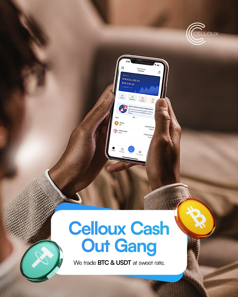 Celloux_Digitaz's tweet photo. Welcome to Celloux Cash Out Gang!
We trade BTC & USDT at the sweetest rate — smooth, fast, and correct. Hold phone, sell crypto, collect your money like boss. No long talk, just pure gang vibes!
#Celloux #CashOutGang #CashOutSharp #HighRate #CryptoGang https://t.co/J2dnK4AJUy