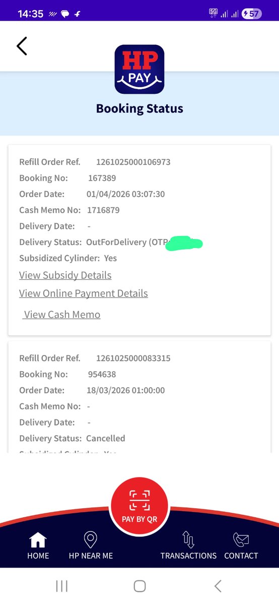 send2sruti's tweet photo. @HPCL booked cylinder on 18th march, 2026, you deliberately cancelled the order and booked the same with same otp on 1st April, 2026. Still not received the order though it is showing out for delivery from 1st April. It has been almost 20days since we booked the cylinder. https://t.co/DFPdlREU7F
