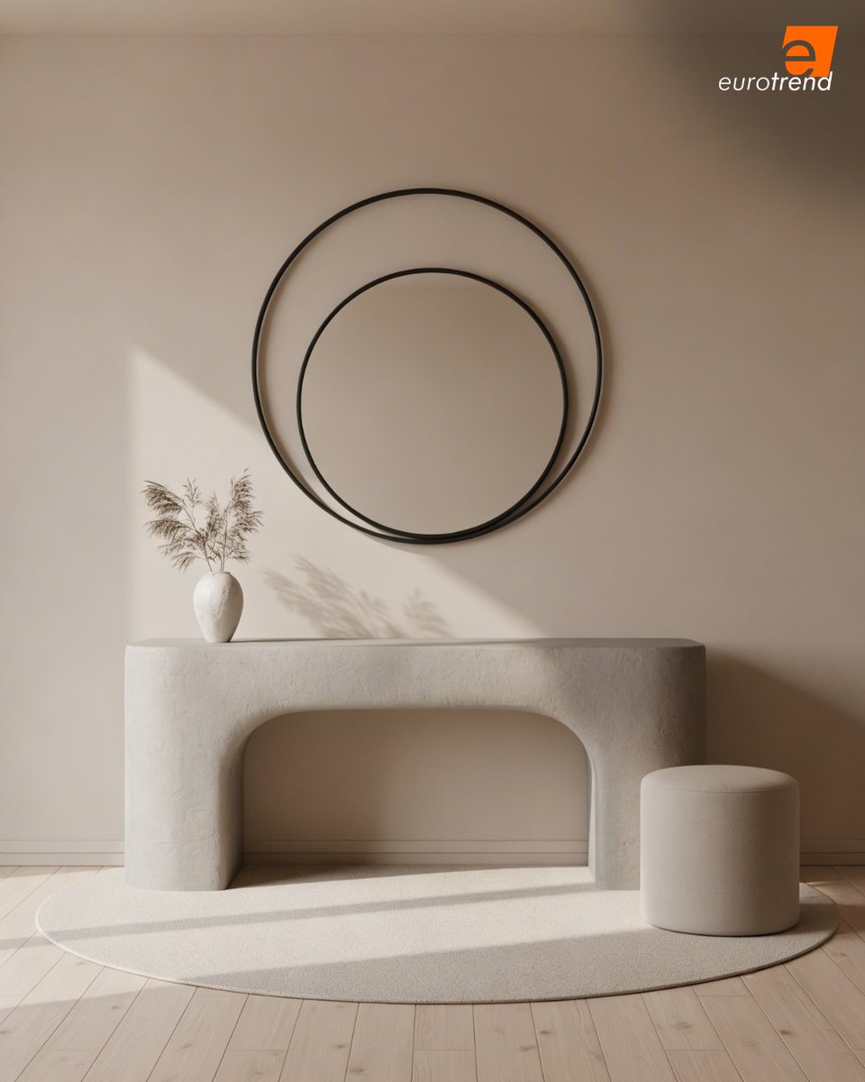 The Double Ring Mirror Its layered circular frame and sleek black ...