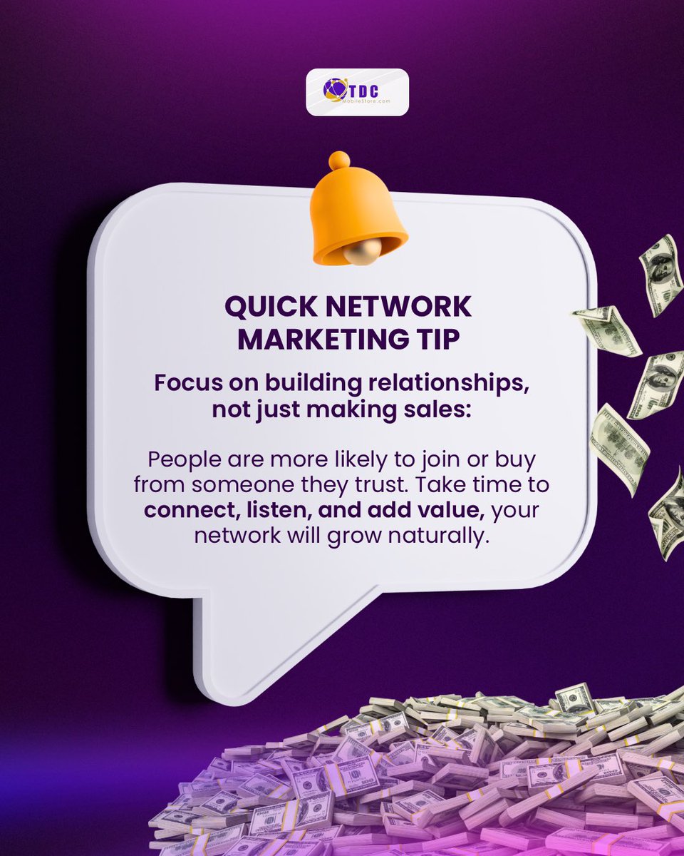 Quick Monday Tip💜

#tdcmobilestore #tdc468 #tdceducate #networkmarketıng #networkmarketingtips