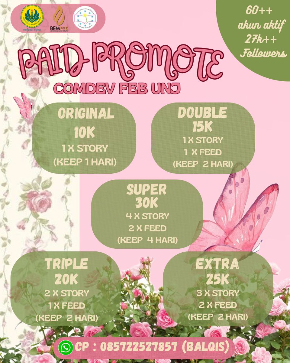 eclairesh's tweet photo. ✨OPEN PAID PROMOTE COMDEV FEB UNJ✨

📌Format Order
[Nama Olshop_Jenis Paket]

☎️ WhatsApp :
https://t.co/m1tBjHmBtA (Balqis)

#paidpromote
#paidpromotemahasiswa
#zonauang https://t.co/ZX5quajJgX