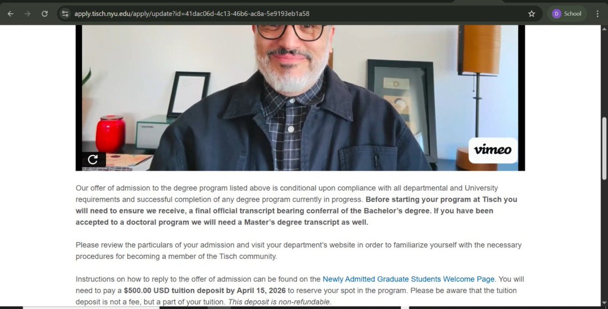 I got admitted into NYU Tisch (ITP)… but I might lose it because I can’t afford the acceptance fee.

Here’s my story 🧵