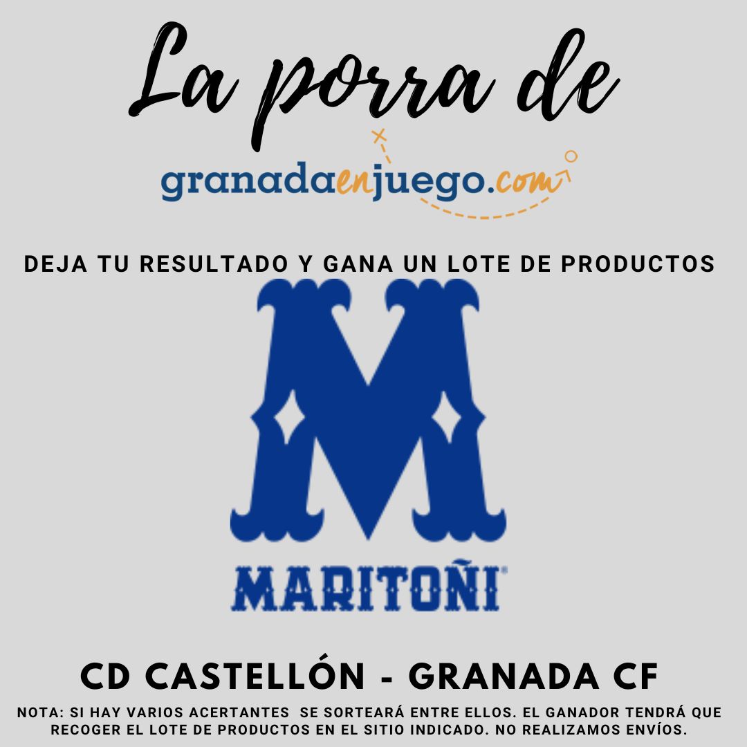 granadaenjuego's tweet photo. 🔥 ¡Participa en nuestra porra! 🔥

⚽️ ¿Cómo quedará el partido CD Castellón 🆚️ Granada CF? ¡Acierta el resultado y llévate un lote de productos de @Maritoni_SL! 🎁✨

👇 ¿Cómo participar?
✅ Síguenos
✅ Retuitea o comparte publicación 🔄
✅ ¡Deja sólo UN resultado en RRSS https://t.co/g8H57RMqiz
