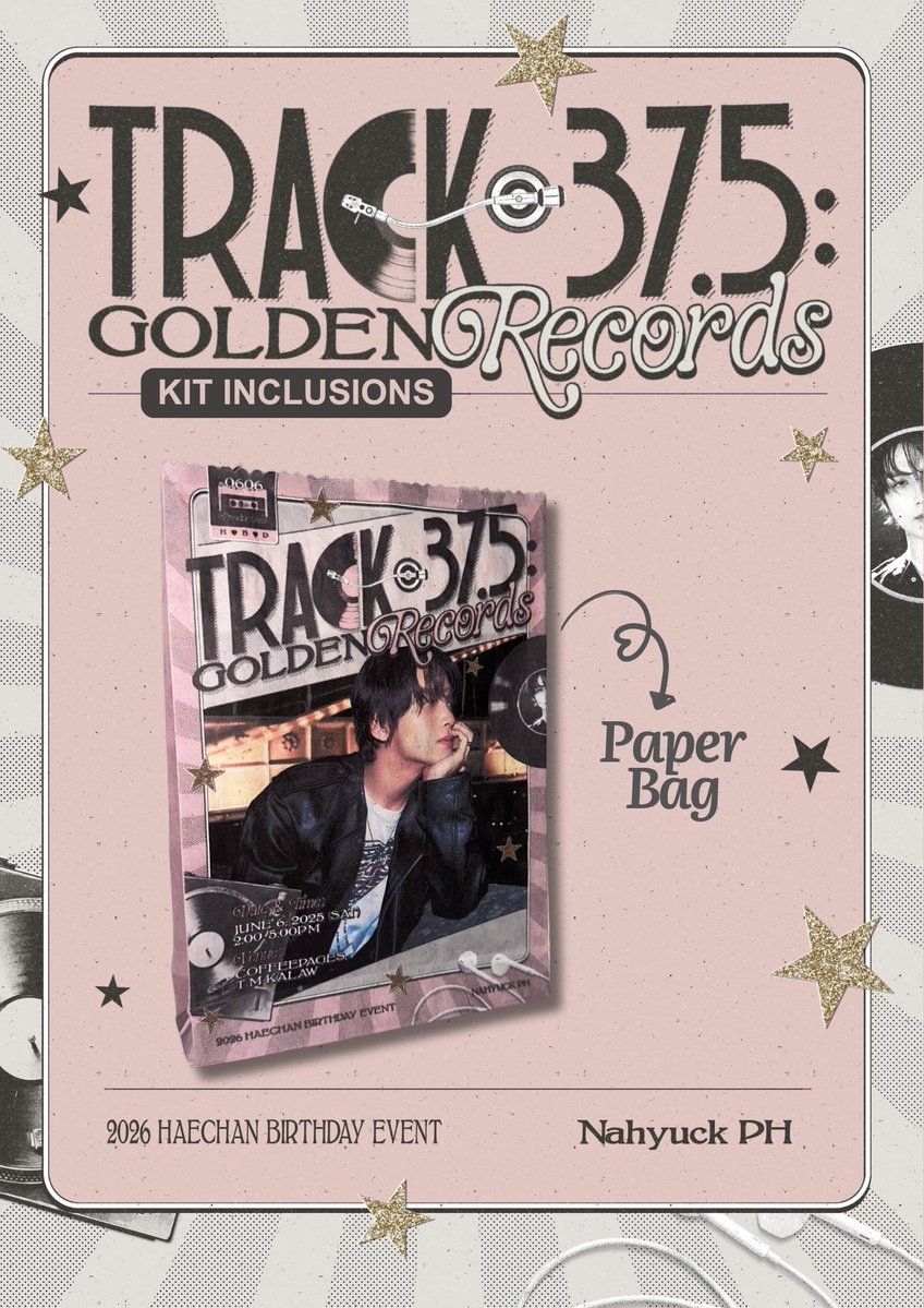 TRACK 37.5: GOLDEN RECORDS 📀 
A #Haechan 2026 Birthday Event  

Let the record play🎵
A first look at one of our kit inclusion that captures the timeless charm of Golden Records.  

Kit #3- Paper Bag 

#Track37_5GoldenRecords 
#GoldenTracksWithHaechan