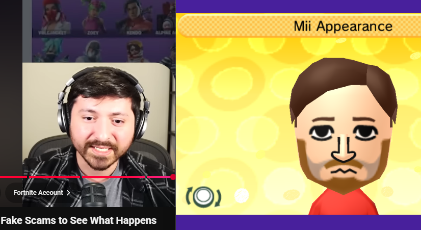 itsjunover's tweet photo. was watching this random yter with my bf and thought he would be really easy to turn into a mii https://t.co/hqtg9L6w4Y