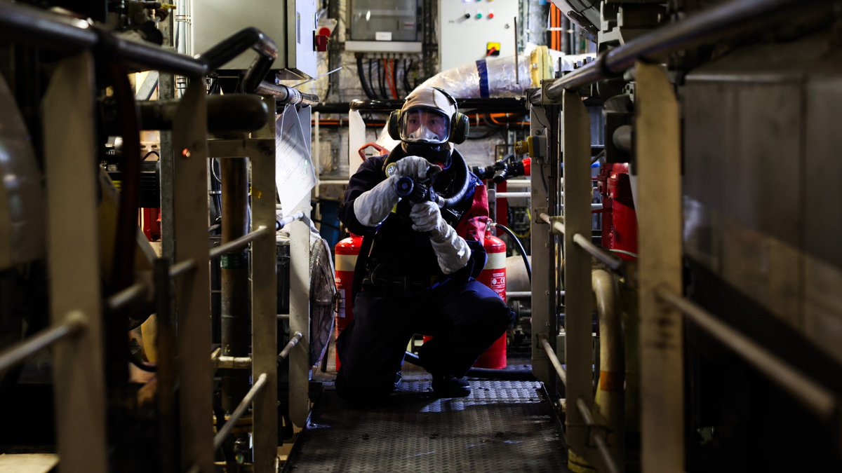 HMS_Spey's tweet photo. We have been busy training over the last few weeks: fire fighting and damage control, gunnery and seamanship skills were all put to the test! We are now ready to welcome @FOST  onboard for assurance and training as the final stage of our return to operations  #royalnavy https://t.co/PX9sDQ9N6f