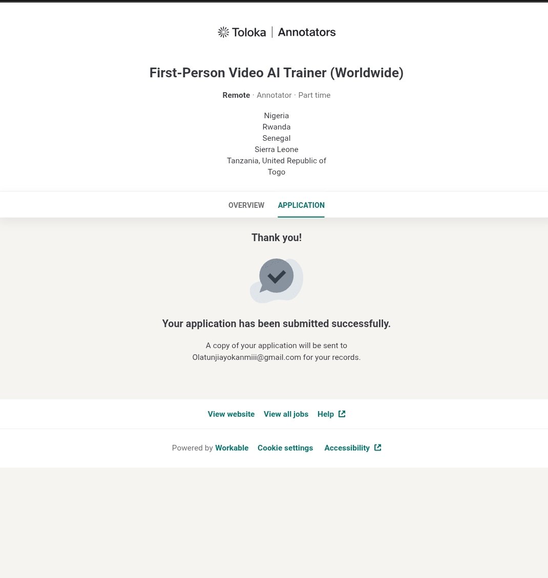 OlatunjiAyokan2's tweet image. 🚨 Toloka AI Job — Get Paid for Daily Activities 👀🎥
Imagine earning while doing your normal house chores…
💰 $5/hour
🌍 Remote (Nigeria &amp;amp; other countries supported)
🧠 What you’ll do:
• Record everyday tasks (cleaning, laundry, dishes)
• Capture clear first-person (POV)