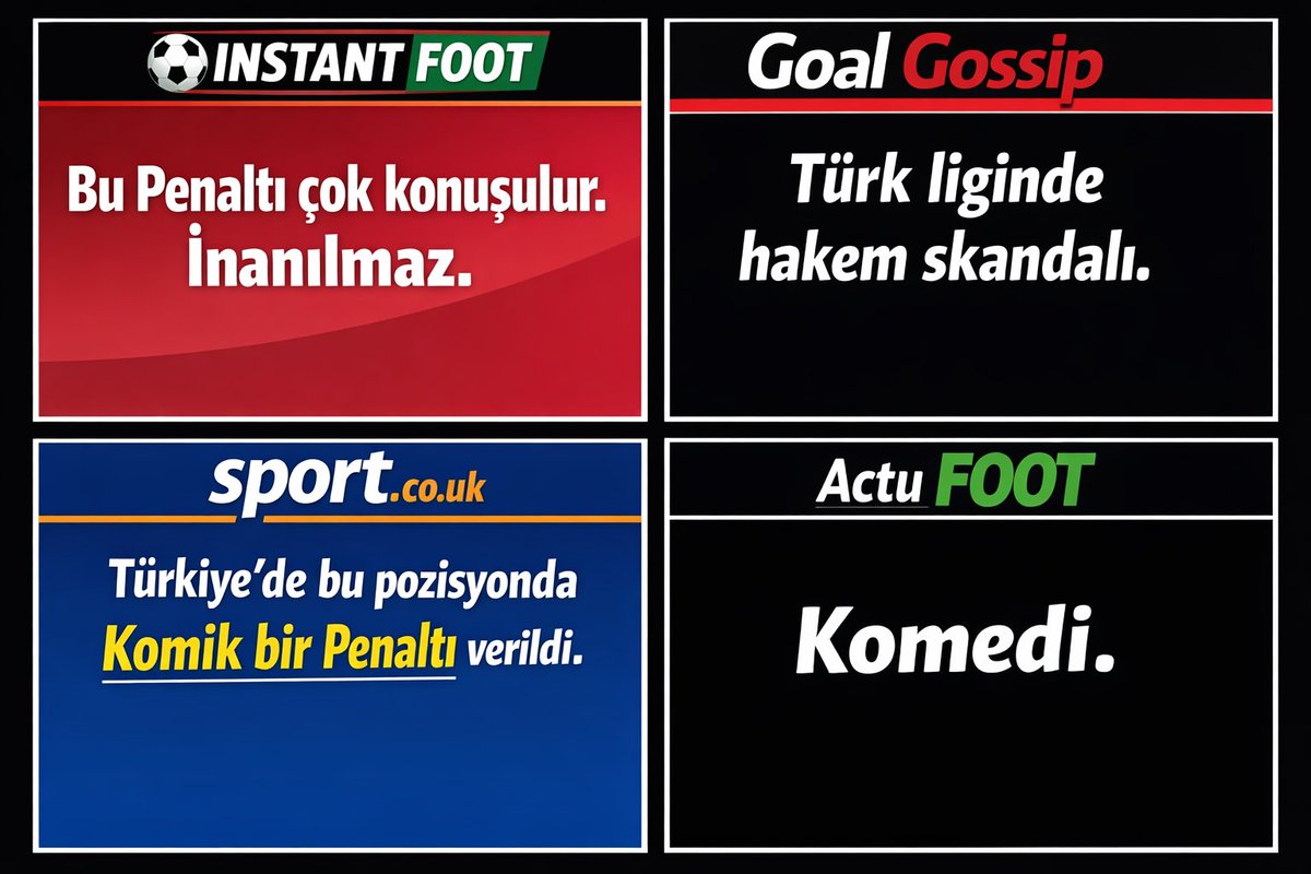 Fenerbahçe Beşiktaş maçındaki skandal penaltı hakkında dünyanın milyonluk futbol sayfaları:

Instant Foot: "Bu Penaltı çok konuşulur. İnanılmaz."

Goal Gossip: "Türk liginde hakem skandalı."

Sport Co UK: "Türkiye'de bu pozisyonda Komik bir Penaltı verildi."

Actu Foot: "Komedi."