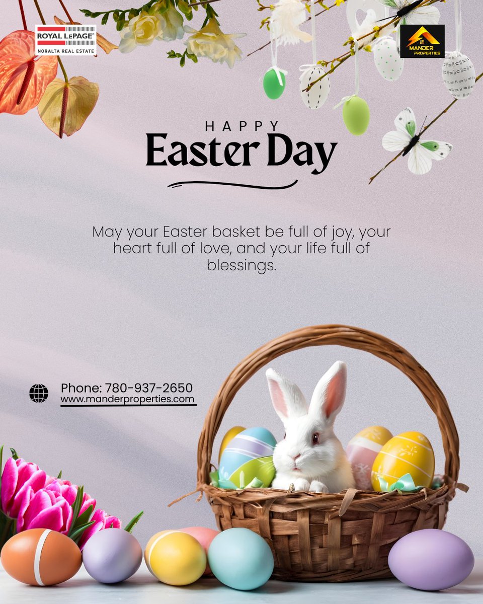 RaviHirde's tweet photo. 🌸🐣 Happy Easter! 🐰🌷 May this beautiful season bring happiness, peace, and success into your life. ✨

Mander Properties
Ph: 780-937-2650

#mander #manderproperties #happyeaster #easter2026 #newbeginnings #springvibes #grateful #realestatelife #community #edmontonrealestate https://t.co/fV0FJLOjDo