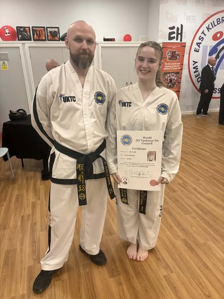 stmuktc's tweet photo. Congratulations to Grace Gillespie who was promoted to second degree black belt by Grandmaster Harkess on Saturday.

Pictured with Mr Paul Dillon (IV) https://t.co/0UogacrBf9