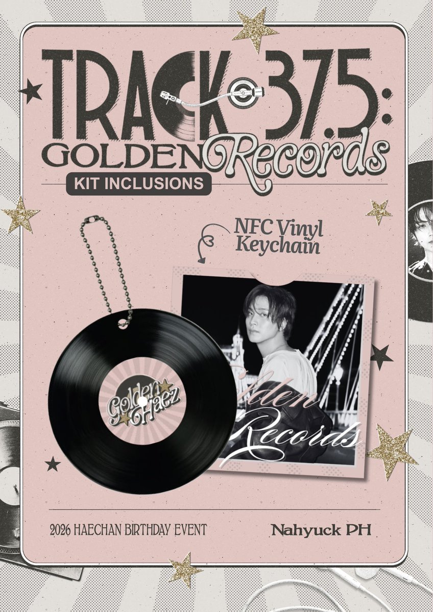 TRACK 37.5: GOLDEN RECORDS 📀
A #Haechan 2026 Birthday Event

Let the record play🎵
A first look at one of our kit inclusion that captures the timeless charm of Golden Records.

Kit #9- NFC Vinyl Keychain.

#Track37_5GoldenRecords
#GoldenTracksWithHaechan