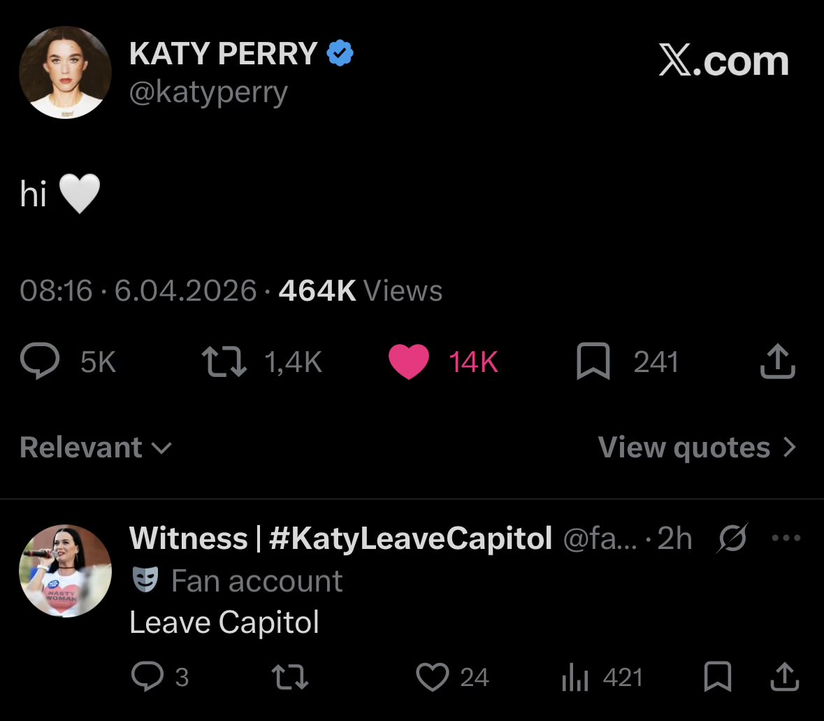 Witness | #KatyLeaveCapitol tweet media