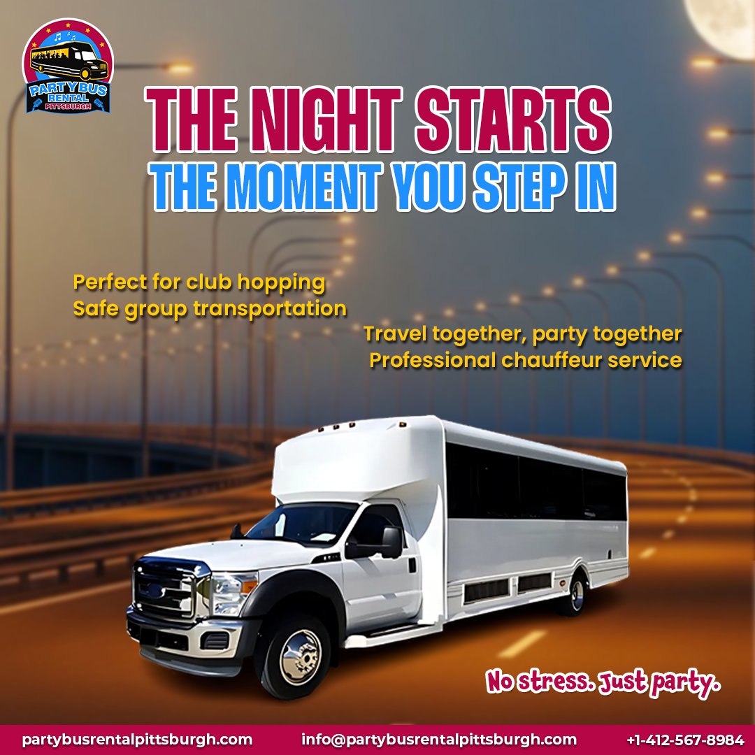 bus_pittsburgh's tweet image. The Night Starts Here with Party Bus Rental Pittsburgh

Call us to book your party ride at +1 -412-567-8984 or visit our site partybusrentalpittsburgh.com.
.
.
.
#StartTheNightRight #PartyOnWheels #PittsburghNightlife #GroupTravel #LuxuryPartyBus #BachelorPartyBus