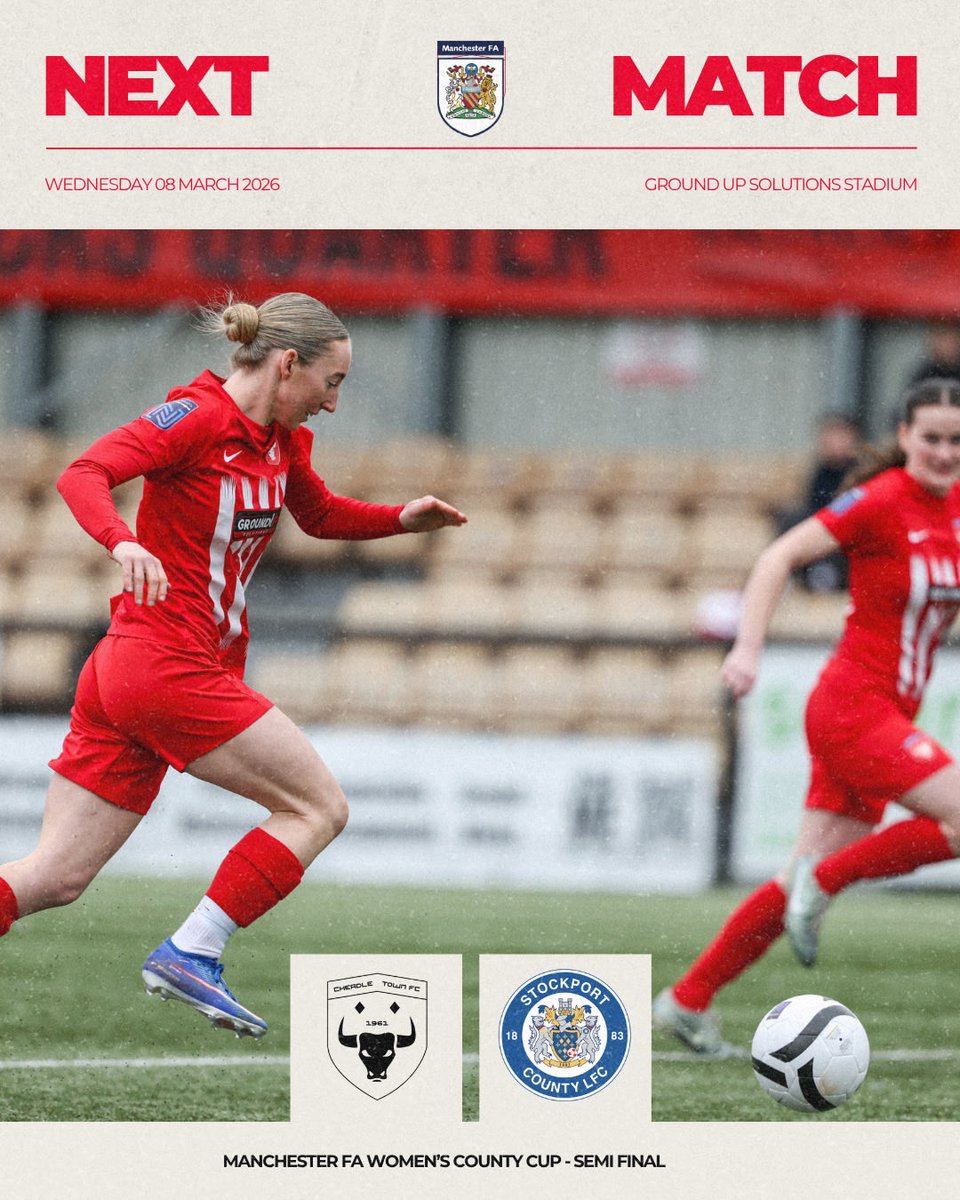 Next Up!  Semi - Final 🐝⚽️

Cheadle Town Stingers take on Stockport County Ladies Reserves in the Manchester FA Women’s County Cup, Semi-Final.🏆

Cheadle Town Stingers v Stockport County Reserves 

Wed 08 April 
Kick-off time 19:45pm
Ground Up Solutions Stadium, SK8 2AN 

🎟️£5