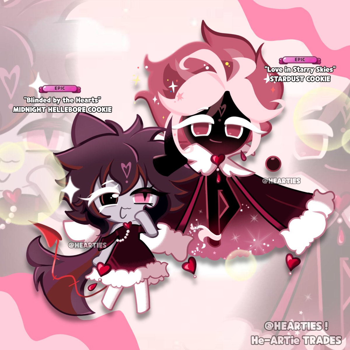 HeART Trade with Someone (@/kyk_kuee) 
OC: Midnight Hellebore Cookie
CANON: Stardust Cookie
(W/ LATE VALENTINE EPIC COSTUME)

#cookierunoc #stardustcookie  #valentinesday 

🌹🌹🌹🌹