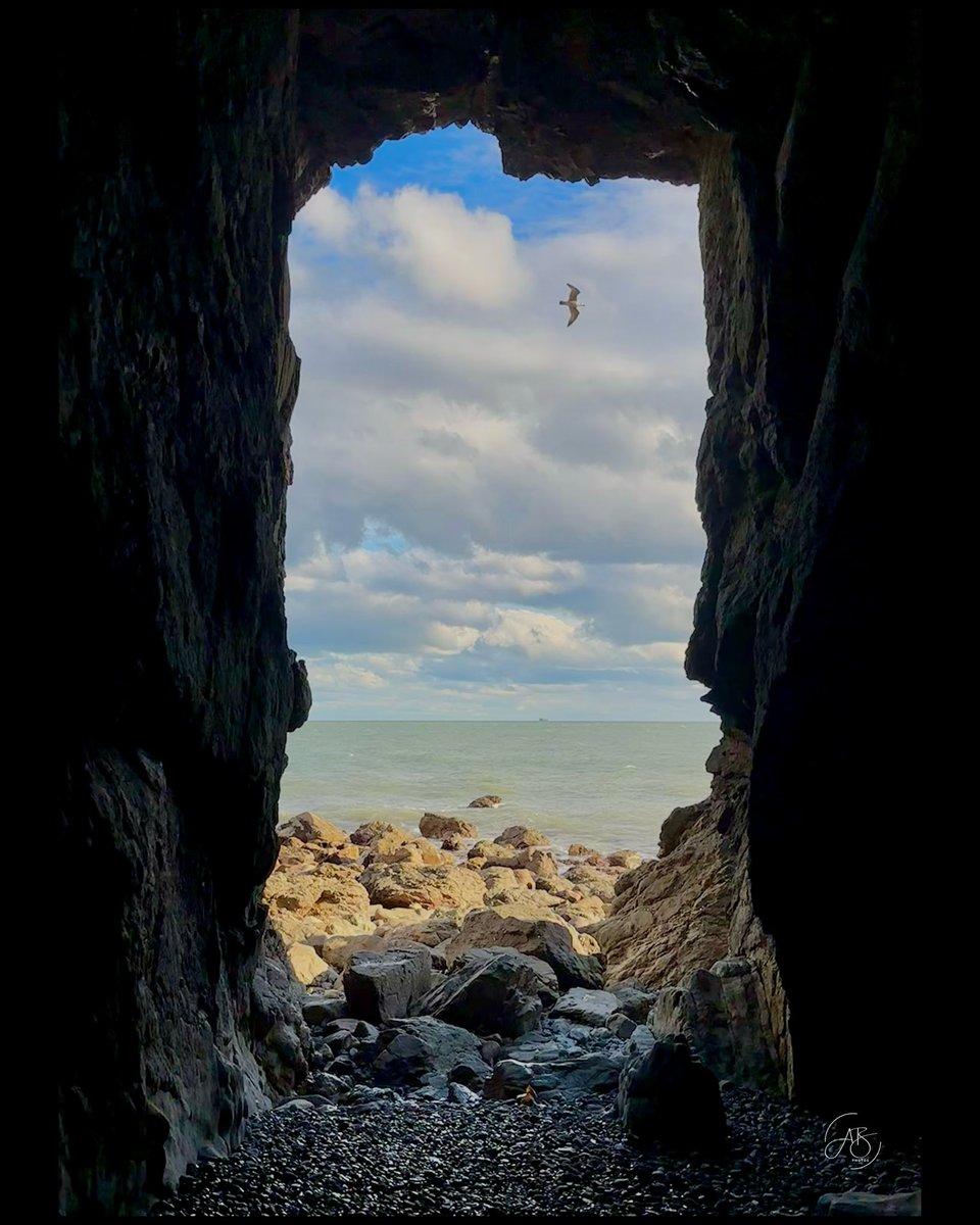 AnnBruen's tweet photo. Just a cave, the sea, a bird and a perfect little window into the world. Who recognises this spot off the Howth Cliff walk?

#seacave #cavewindow #howthcliffwalk #lovindublin #coastalphotography https://t.co/TTExPx8YiB