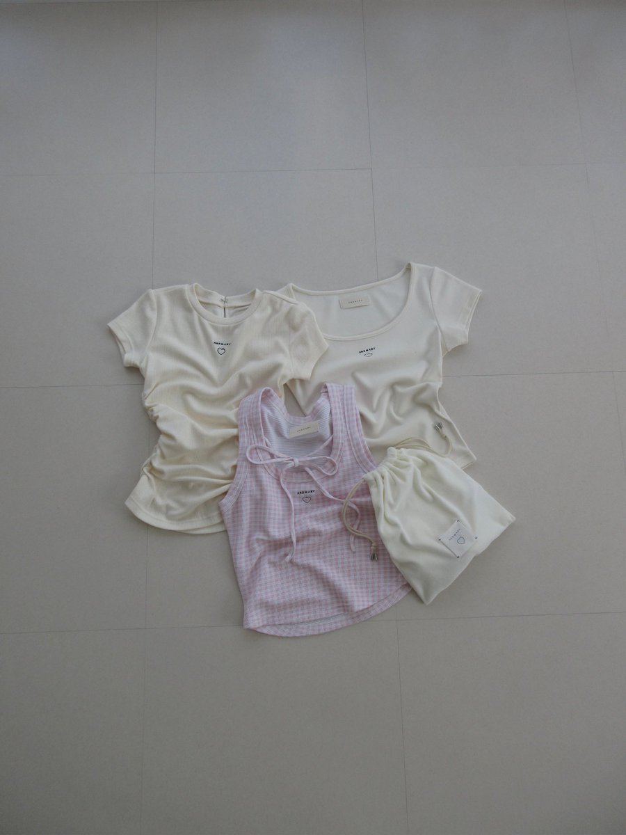 Mary tops set color multi ¥19,800-tax in ハートモチーフとロゴ刺繍