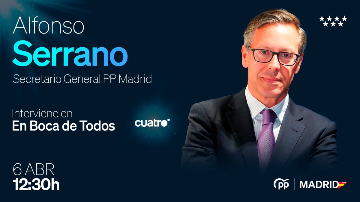 A partir de las 12:30h, <a href="/SerranoAlfonso/">Alfonso Serrano</a> interviene en <a href="/EnBocaDe_Todos/">En boca de todos</a>. 

📲 Síguelo en directo: cuatro.com/en-directo/