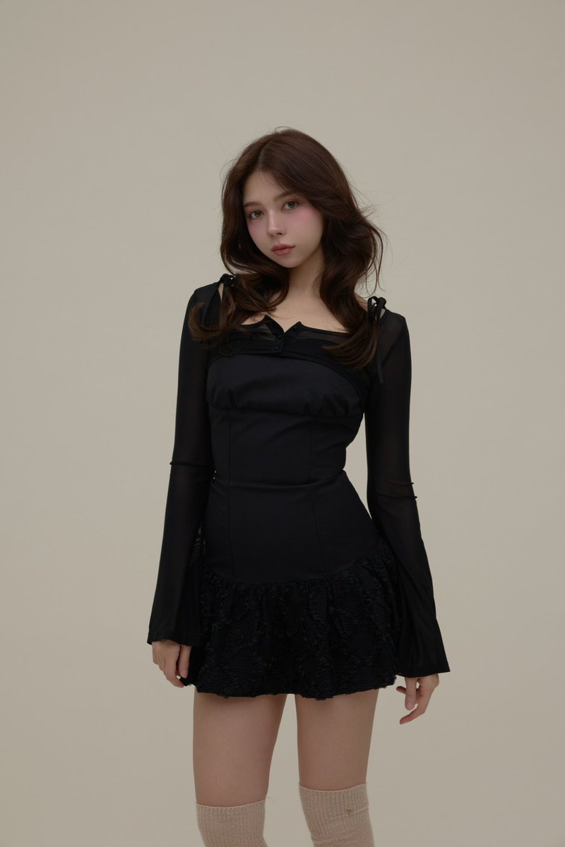 andmary Mimi ribbon mini dress black 【公式通販】