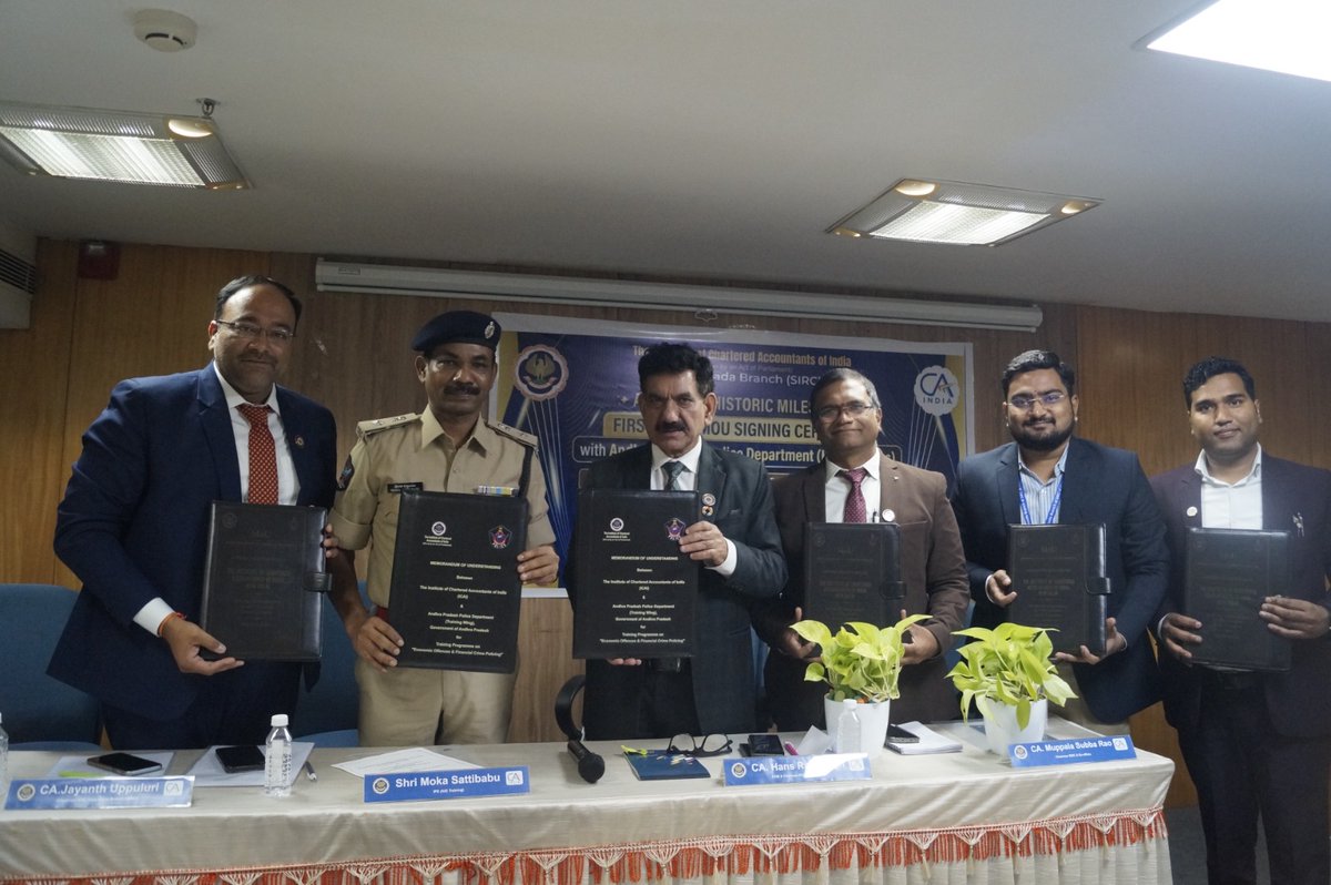 ICAI (through PGFMC) &amp; AP Police Deptt. signed MoU to strengthen knowledge &amp; understanding of Police Constables on Economic Offences &amp; Financial Crime Policing.