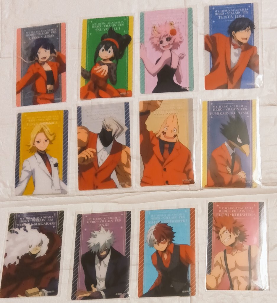 【交換・譲渡】
僕のヒーローアカデミア ヒロアカ ヒロヴィラフェス VILLAIN FES クリアカード A クリカ

【譲】耳郎·蛙吹·芦戸·飯田·甲田·青山·障子·常闇·切島·轟·死柄木·荼毘

【求】定価＋送料

続きはツリーへ→