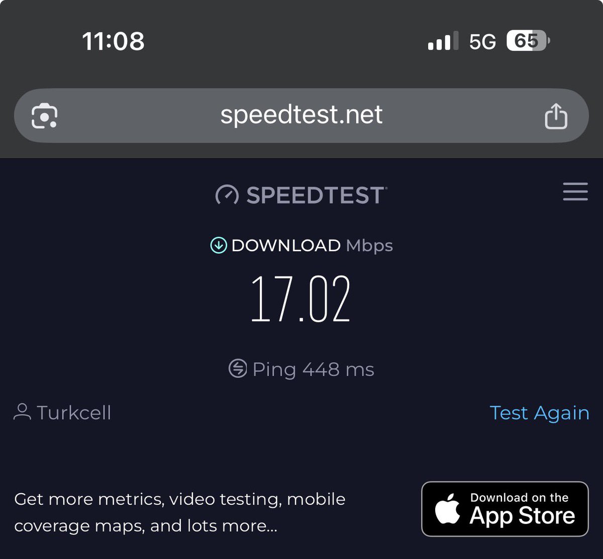 gulermustafa61's tweet photo. 5G ile gelen hız bize uğramadı sanırım @Turkcell . Ben LTE’den devam https://t.co/Tkjaa4rWG6