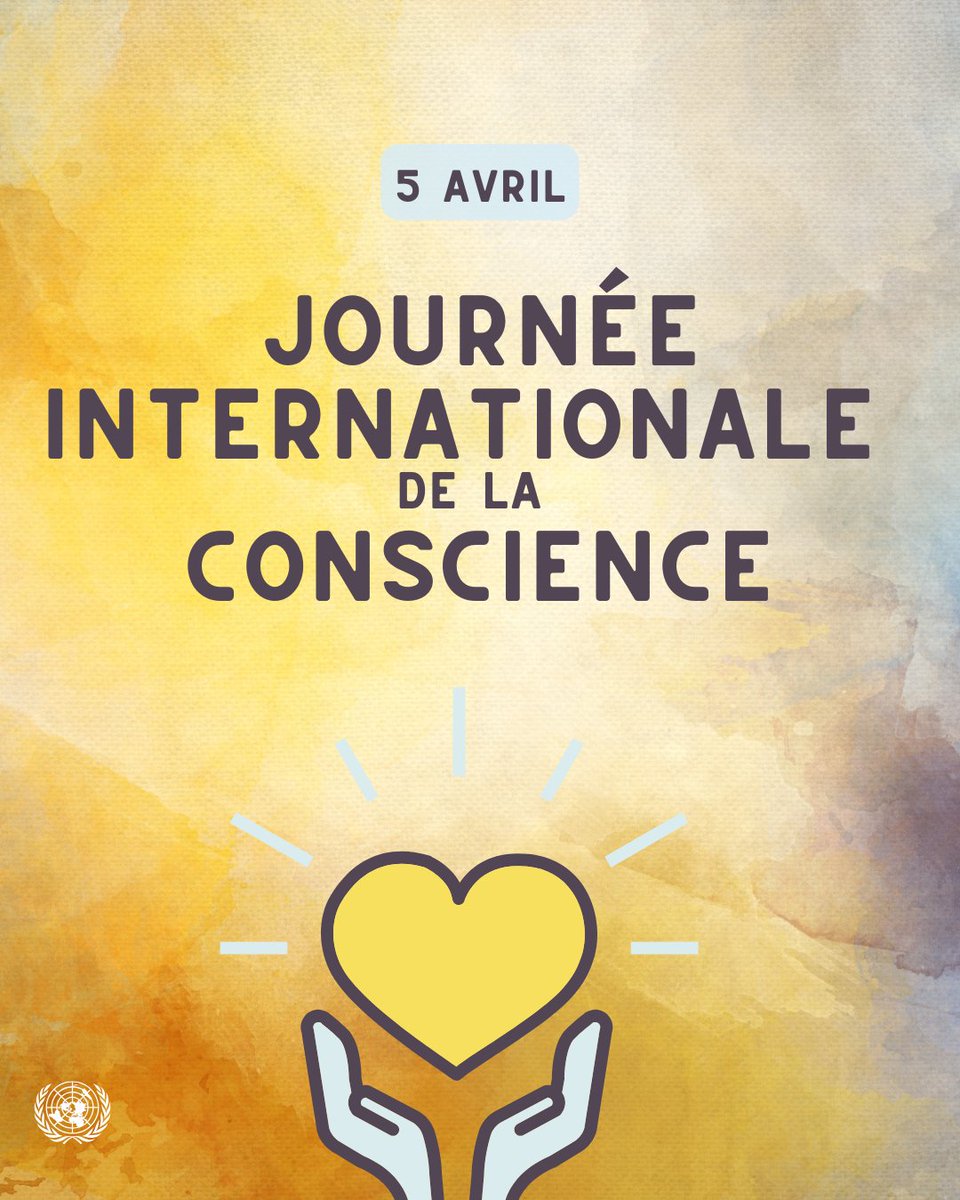 EstelleAngangou's tweet image. Ce 5 avril, c’est la #Journée #internationale de la #conscience. Avec autant de conflits armés mondiaux, il faut plus jamais privilégier la #mediation, le #dialogue, la #tolérance, l'#écoute, la #paix et la #compréhension, pour éviter toute escalade.