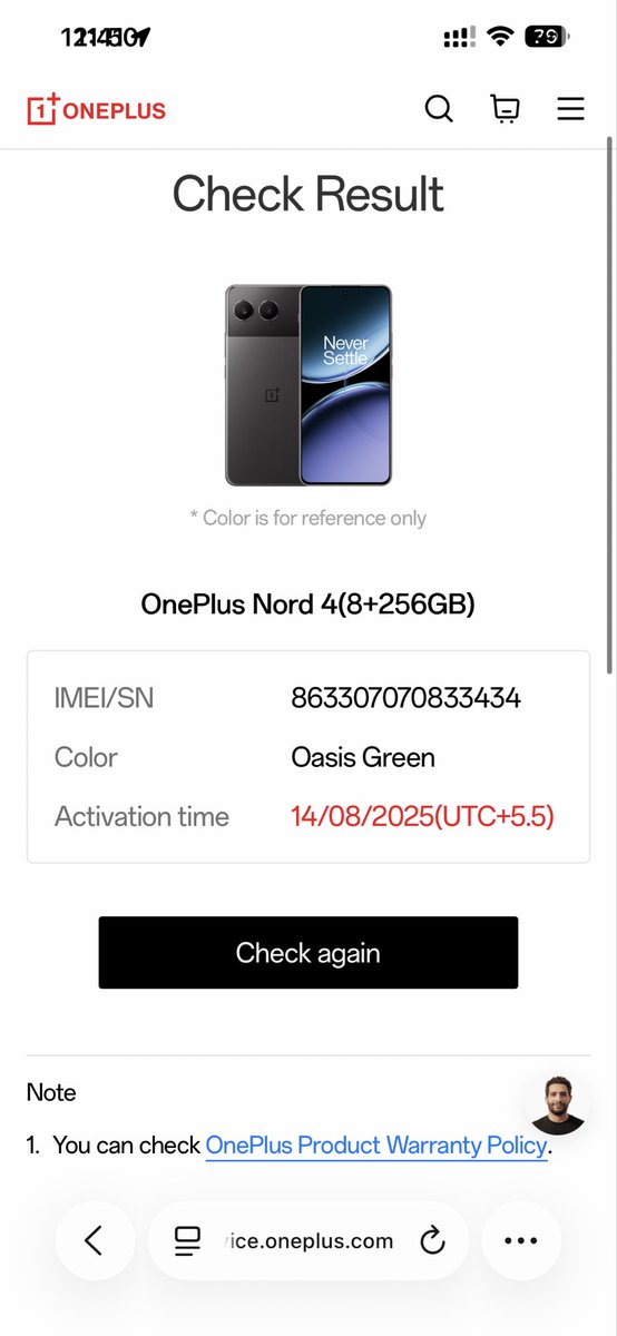 CrBull25's tweet photo. @zeptocares @ZeptoNow  I Purchased Oneplus Nord 4 On 15/03/2026 My Invoice Date Is Also Same While checking on the Oneplus Website Its Showing Activated On 14/08/2025 This is daylight robbery Zepto is selling pre activated phone of 7 Months I Want accoutibility.

Im Attaching SS https://t.co/tgQMU4TiZ6