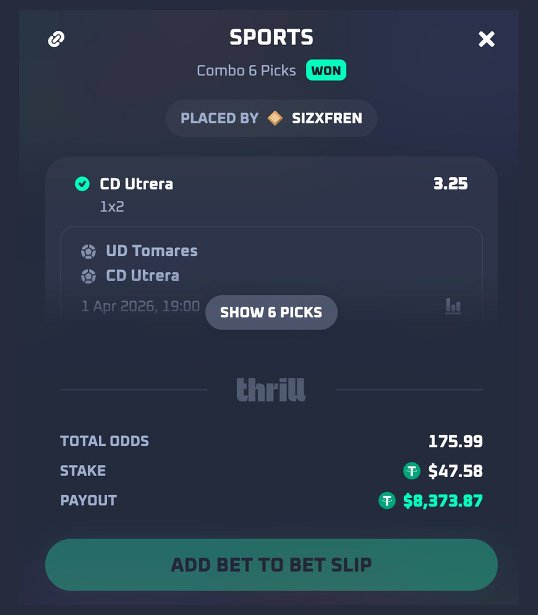 Thrill_com's tweet photo. 175.99 odds. 🤯

Three draws mixed with underdog picks - SIZXFREN called it perfectly. ✅

View Bet https://t.co/HVNJenSuRB https://t.co/UrpojyxjPX