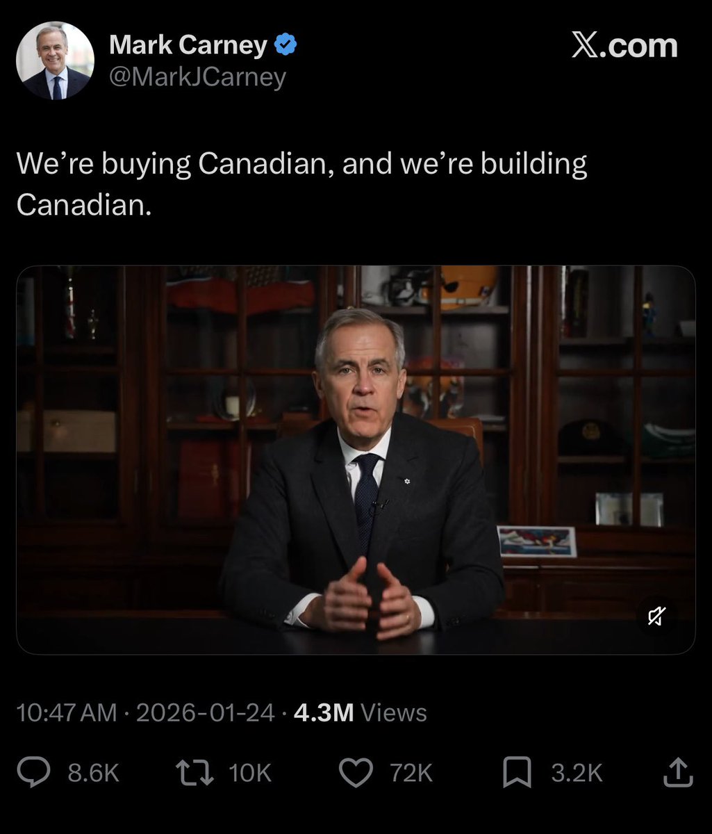 CaptMCAlexander's tweet photo. Mark Carney in January, 2026:
“We’re buying Canadian, and we’re building Canadian.”

Melanie Joly and Mark Carney, April, 2026, (10 weeks later):
>We’re going to flood the market with 49,000 Chinese electric vehicles

Wow, great plan. And this helps our auto makers how, exactly? https://t.co/txaPnstiV0