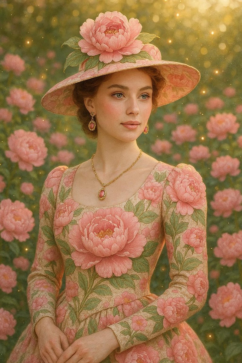 cosmos202403's tweet image. Pink peonies garden🩷✨

🎨#AIpainting👗#dress
🩷#AIpeony🌷#garden