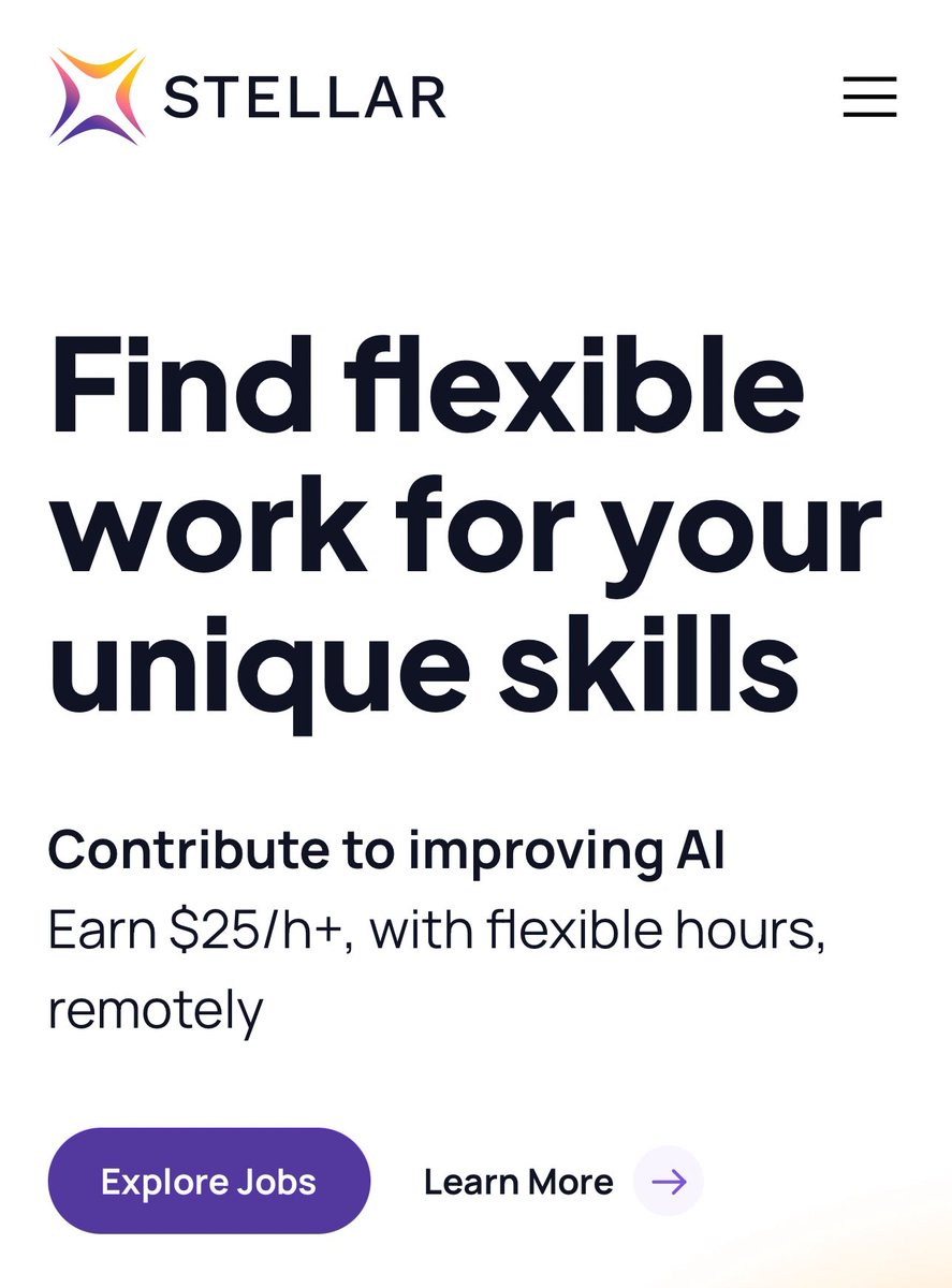 Olamicryptt's tweet photo. opportunity to earn as low as 25$/hr for training AI, no country restrictions, no cv needed

regarding my previous Allignerr post, got some feedbacks regarding them not paying agreed fees, some mentioned they don’t drop payment at the stipulated timeframe, and some said they don’t pay at all 

irrespective of whichever might happens, we keep looking for opportunities to help and assist each other 

made another research on how to get gig (training AI and earning potential per hour), so I came about STELLAR

how to position :
• click this link = https://t.co/mJEj7CGL4i
• regsiter with your email 
• get verification link on your email, then click it for approval 
• explore the sites and check as many jobs available 
• choose any of the job you are comfortable with and please read the job descriptions and guidelines 
• then click to do the skill match 
• do the test and make sure you pass it 

NB: verification is under 10-24 hours, once approved you will also get job approval within first 24-48 hours as confirmed 👍🏻 

incase you have questions, please drop in comment session and I will attend to them all 

thank you 

stay tuned for more  

please remember to repost for others to benefits