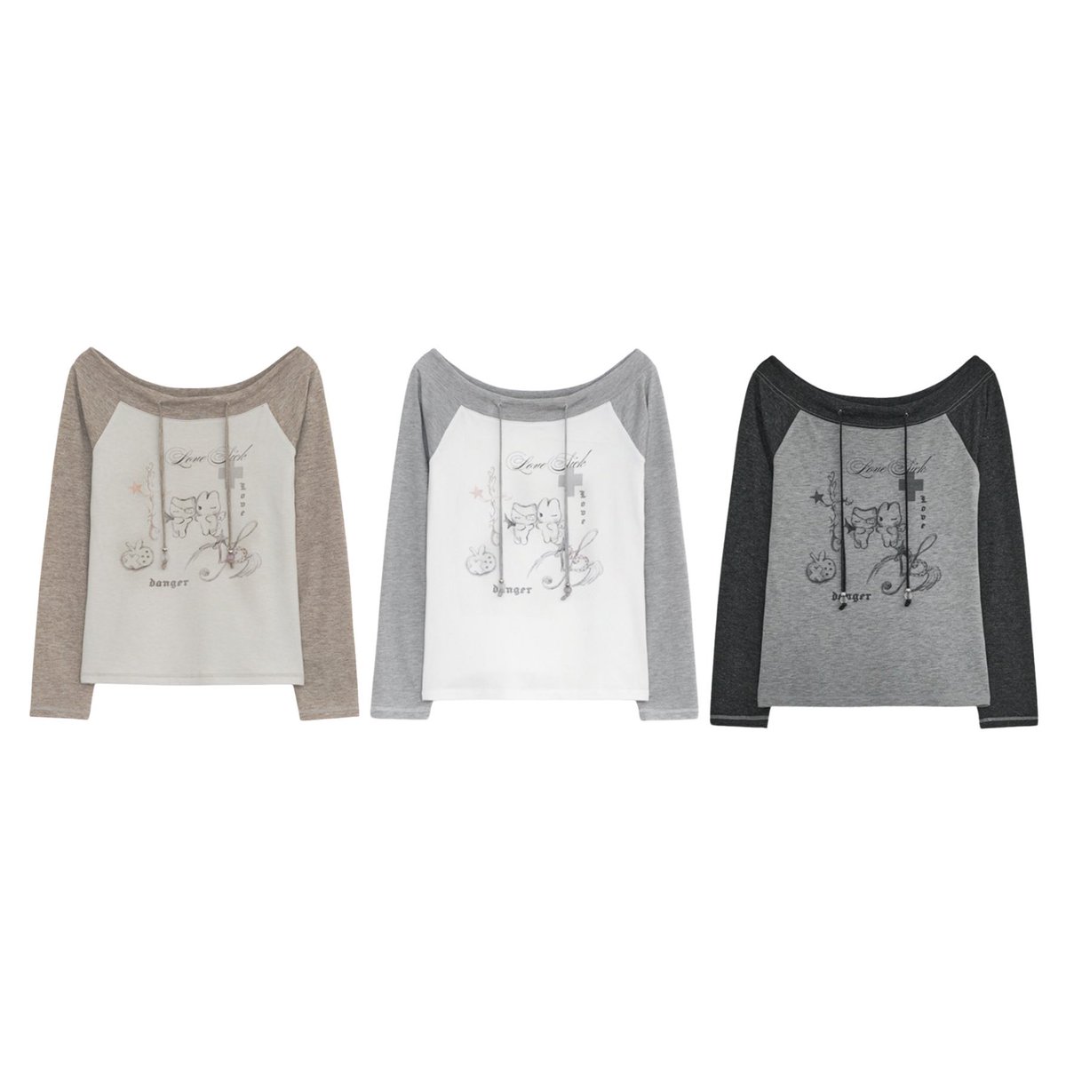 wcutexpreorder's tweet image. #pre - hugyourskin 🪽+.

love sicks drawing off shoulder ลด40%
1,130.- ( มัดจำ 400฿ )

ส่งฟรีems&amp;amp;ส่งกลับแอร์✈️ 
#พรีเกาหลี #พรีออเดอร์เกาหลี