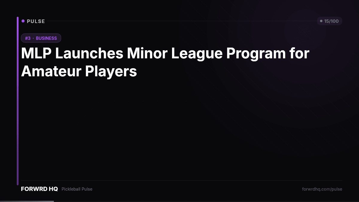 goforwrd's tweet photo. MLP's minor league circuit could be the farm system pickleball desperately needed—or another gatekeeping layer for amateurs. Real question: does this actually get more people on t...

https://t.co/QdCLp5DyqK

#Pickleball https://t.co/DYH3PKDoyb